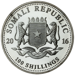 Pre-Owned 2016 Somalian Elephant Colourised Black Ruthenium and Gold Plated 1oz Silver Coin - VAT Fr