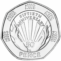 Pre-Owned 1998 UK NHS 50p Piedfort Proof Design Silver Coin - VAT Free