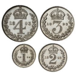 Pre-Owned 1893 UK Victoria Maundy Money Silver 4-Coin Set - Unboxed - VAT Free