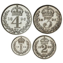 Pre-Owned 1896 UK Victoria Maundy Money Silver 4-Coin Set - Unboxed - VAT Free