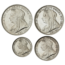 Pre-Owned 1901 UK Victoria Maundy Money Silver 4-Coin Set - Unboxed - VAT Free