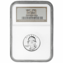 Pre-Owned 1962 USA Washington Quarter Dollar Proof Silver Coin - NGC Graded PF68 - 7001895-008 - VAT