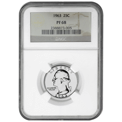 Pre-Owned 1963 USA Washington Quarter Dollar Proof Silver Coin - NGC Graded PF68 - 2388873-005 - VAT