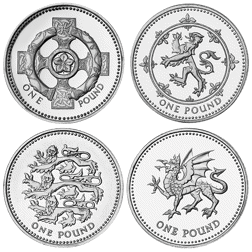 Pre-Owned 1994-1997 UK £1 Piedfort Proof Design Silver 4-Coin Collection - VAT Free