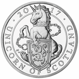Pre-Owned 2017 UK Queen's Beasts The Unicorn 1oz Proof Silver Coin - Damaged Outer Box - VAT Free