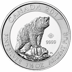 Pre-Owned 2017 Canadian Grizzly Bear 1.5oz Silver Coin - VAT Free