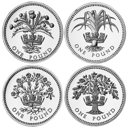 Pre-Owned 1984-1987 UK Piedfort £1 Proof Silver 4-Coin Collection - Damaged Certificate - VAT Free