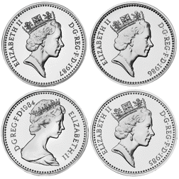 Pre-Owned 1984-1987 UK £1 Proof Silver 4-Coin Collection - Damaged Certificate - VAT Free