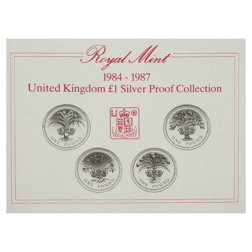 Pre-Owned 1984-1987 UK £1 Proof Silver 4-Coin Collection - Damaged Certificate - VAT Free