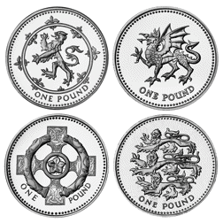 Pre-Owned 1994-1997 UK £1 Piedfort Proof Silver 4-Coin Collection - Damaged Certificate - VAT Free