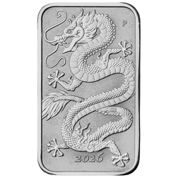 Pre-Owned 2026 Australian Dragon Rectangular 1oz Silver Coin - VAT Free