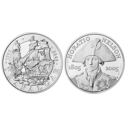 Pre-Owned 2005 UK Nelson and Trafalgar Proof Silver Crown 2-Coin Set - Damaged Sleeve - VAT Free
