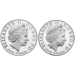 Pre-Owned 2005 UK Nelson and Trafalgar Proof Silver Crown 2-Coin Set - Damaged Sleeve - VAT Free