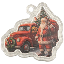 PAMP Santa and Red Truck Colourised 1oz Reverse-Proof Silver Coin