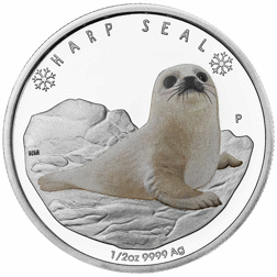 Pre-Owned 2017 Tuvalu Polar Babies: Harp Seal 1/2oz Proof Silver Coin - VAT Free