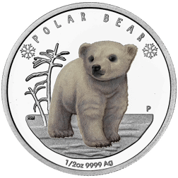 Pre-Owned 2017 Tuvalu Polar Babies: Polar Bear 1/2oz Proof Silver Coin - VAT Free
