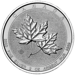 Pre-Owned Canadian Twin Maple 2oz Silver Coin - Mixed Dates - VAT Free