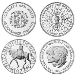 Pre-Owned 1972-1981 Queen Elizabeth II Proof Silver Crown 4-Coin Collection - VAT Free