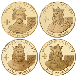 Pre-Owned 2007 Alderney 'A History of the Monarchy' £5 Gold-Plated Proof Silver 23-Coin Collection -