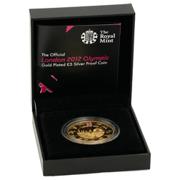 Pre-Owned 2012 UK London Olympics £5 Gold Plated Proof Silver Coin - VAT Free