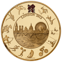 Pre-Owned 2012 UK London Olympics £5 Gold Plated Proof Silver Coin - VAT Free