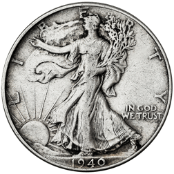 Pre-Owned 1940 USA Walking Liberty Half Dollar Philadelphia Mint Silver Coin - VAT Free