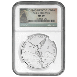 Pre-Owned 2015 Mexican Libertad 1oz Silver Coin - NGC Graded MS69 - 4264225-040 - VAT Free
