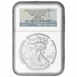 Pre-Owned 2014 USA Eagle 1oz Silver Coin - NGC Graded MS69 - 3856259-259 - VAT Free