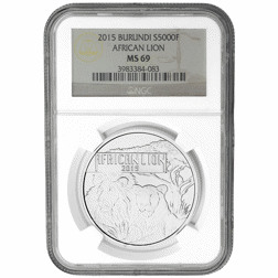 Pre-Owned 2015 Burundi African Lion 1oz Silver Coin - NGC Graded MS69 - 3983384-083 - VAT Free