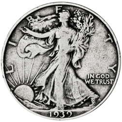 Pre-Owned 1939 USA Walking Liberty Half Dollar Denver Mint Silver Coin - VAT Free