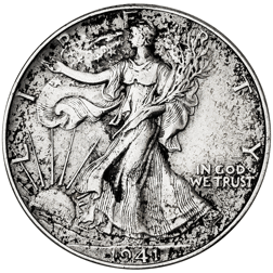 Pre-Owned 1941 USA Walking Liberty Half Dollar Philadelphia Mint Silver Coin - VAT Free