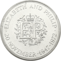 Pre-Owned 1972 Elizabeth and Philip Proof Silver Crown Coin - VAT Free