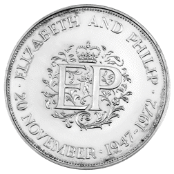 Pre-Owned 1972 Elizabeth and Philip Proof Silver Crown Coin - VAT Free