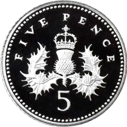 Pre-Owned 1990 UK Piedfort Proof Silver 5p Coin - VAT Free