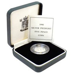 Pre-Owned 1990 UK Piedfort Proof Silver 5p Coin - VAT Free