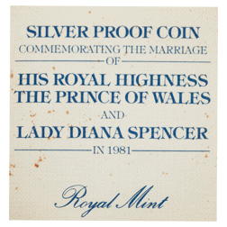 Pre-Owned 1981 UK Prince of Wales and Lady Diana Royal Wedding Proof Silver Coin - VAT Free