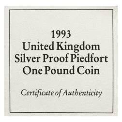 Pre-Owned 1993 UK £1 Piedfort Proof Silver Coin - VAT Free