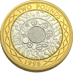 Pre-Owned 1998 UK £2 Piedfort Proof Design Silver Coin - VAT Free