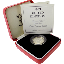 Pre-Owned 1999 UK £1 Silver Proof Piedfort Coin - VAT Free