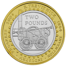 Pre-Owned 2004 UK 200th Anniversary of the Steam Locomotive £2 Proof Piedfort Silver Coin - VAT Free