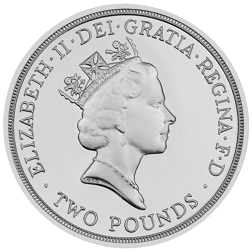 Pre-Owned 1995 UK United Nations £2 Piedfort Proof Silver Coin - VAT Free