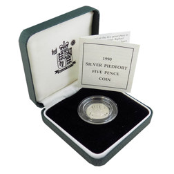 Pre-Owned 1990 UK 5p Piedfort Proof Silver Coin - VAT Free