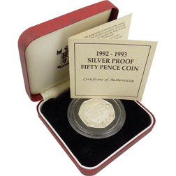 Pre-Owned UK 1992 - 1993 50p Proof Silver Coin - VAT Free