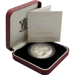 Pre-Owned 1996 UK Queen Elizabeth II 70th Birthday Silver Proof Crown Coin - VAT Free