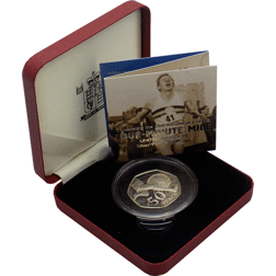 Pre-Owned 2004 UK Anniversary of the 4-Minute Mile 50p Proof Silver Coin - VAT Free