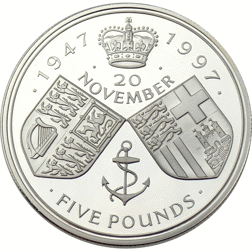 Pre-Owned 1997 Golden Wedding Anniversary £5 Proof Silver Coin - VAT Free