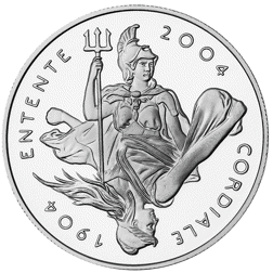Pre-Owned 2004 UK Entente Cordiale Proof Silver Crown Coin - VAT Free