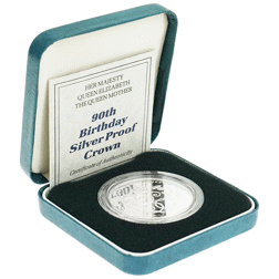 Pre-Owned 1990 UK Queen Mother 90th Birthday Proof Silver Crown - VAT Free