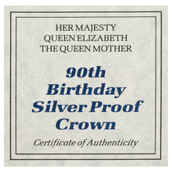 Pre-Owned 1990 UK Queen Mother 90th Birthday Proof Silver Crown - VAT Free