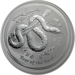 Pre-Owned 2013 Australian Lunar Snake 10oz Silver Coin - VAT Free